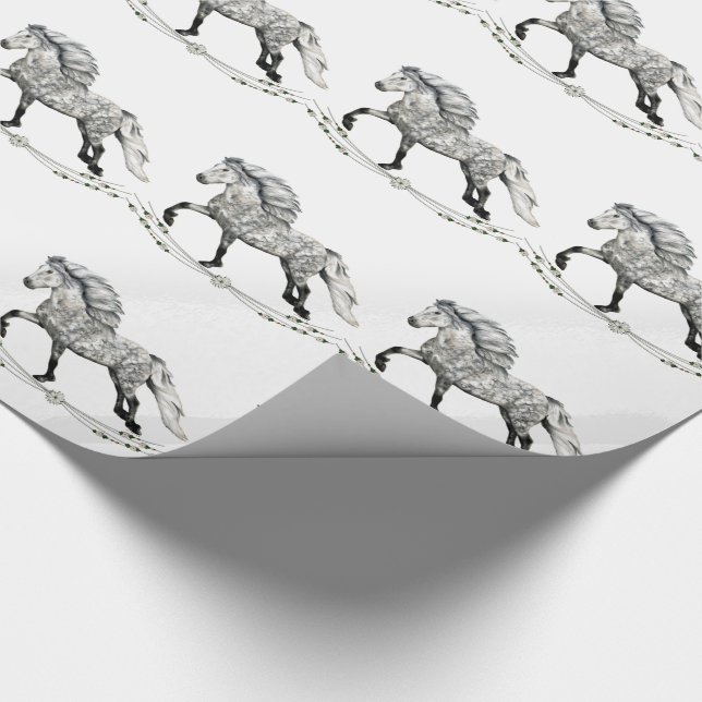 Papel De Regalo Caballo islandés gris (Esquina)
