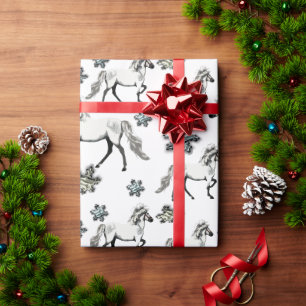 Papel De Regalo Caballo islandés Jol y copos de nieve