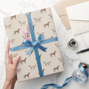 Papel De Regalo Caballo Marrón Vintage Equino Elegante Ecuestre