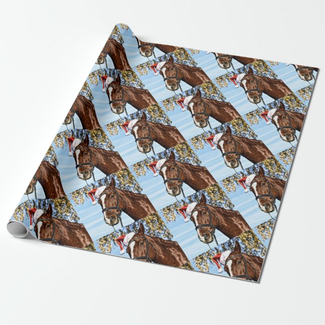 Papel De Regalo Caballo navidad con gorra (Desenrollado)
