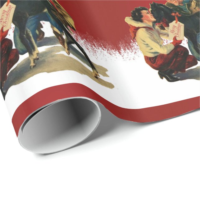 Papel De Regalo Caballo Occidental Vintage Para Navidades (Esquina del rollo)