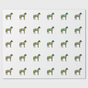 Papel De Regalo Caballo Tie Dye Grabado Antiguo Arte Vectorial