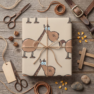 Papel De Regalo Caballo Tonto Divertido Semental Marrón Tonto