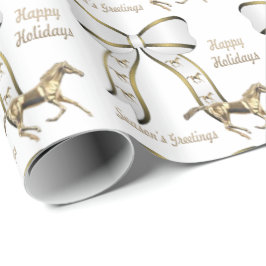 Papel De Regalo Caballo y arco occidentales del oro del navidad