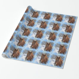 Papel De Regalo Caballo y copos de nieve