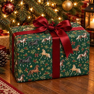 Papel De Regalo Caballos American Saddlebred Navidad