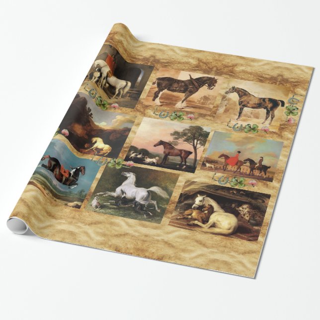 PAPEL DE REGALO CABALLOS BELLAS ARTES PINTURAS PARCHMENT,ZAPATOS D (Desenrollado)