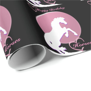 Papel De Regalo Caballos blancos del corazón V (rosa)