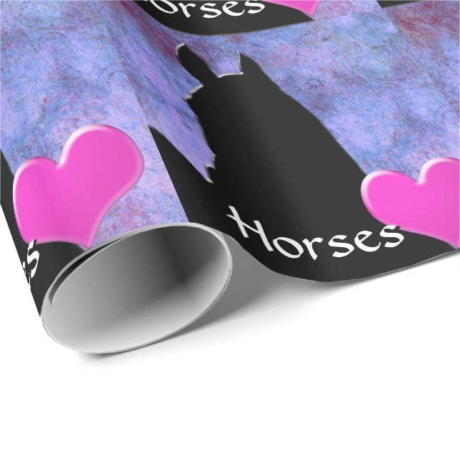 Papel De Regalo Caballos cardíacos I (púrpura/azul) (Esquina del rollo)