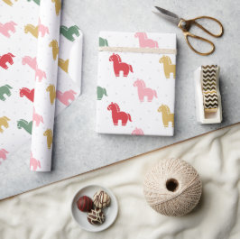 Papel De Regalo Caballos Coloridos Divertidos Patrón de Puntos 202