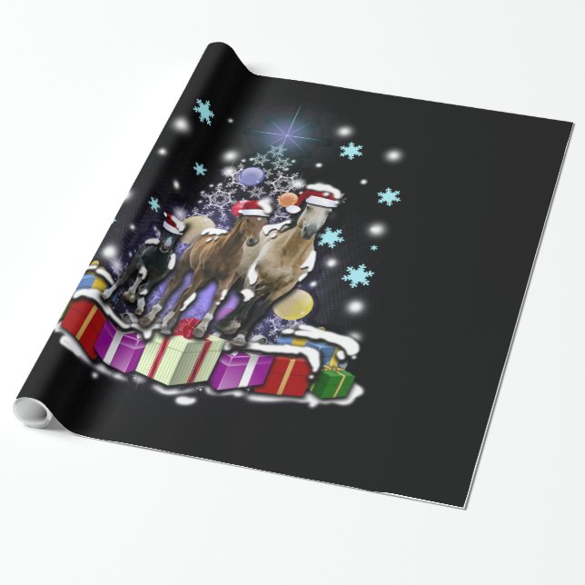Papel De Regalo Caballos con estilos del navidad (Desenrollado)
