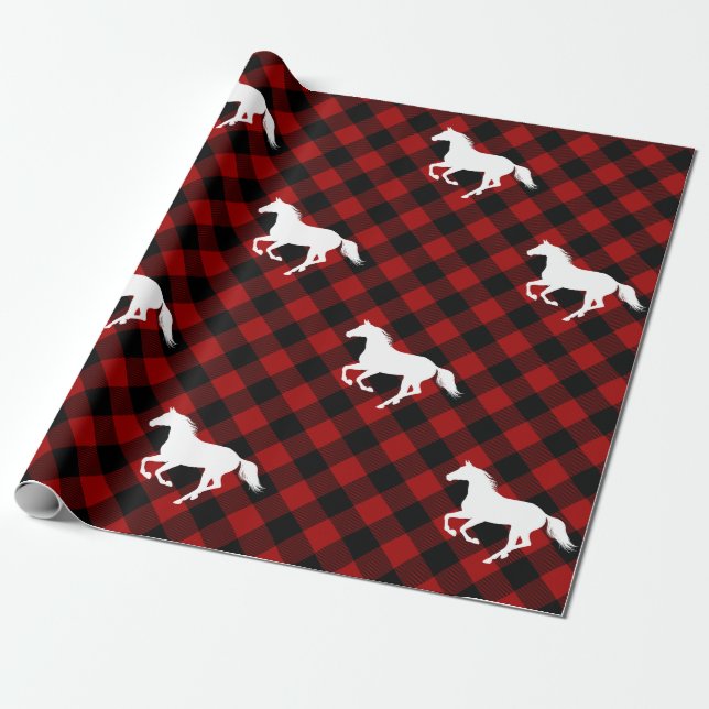 Papel De Regalo Caballos cubiertos de búfalo rojo (Desenrollado)