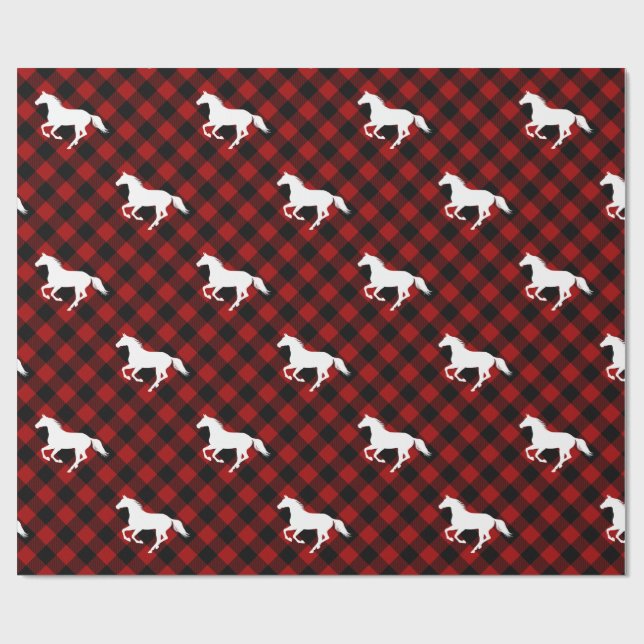 Papel De Regalo Caballos cubiertos de búfalo rojo (Superficie plana)