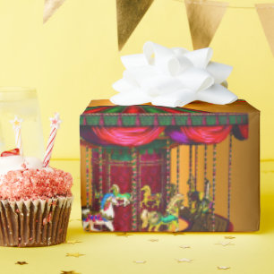 Papel De Regalo Caballos de carrusel de oro