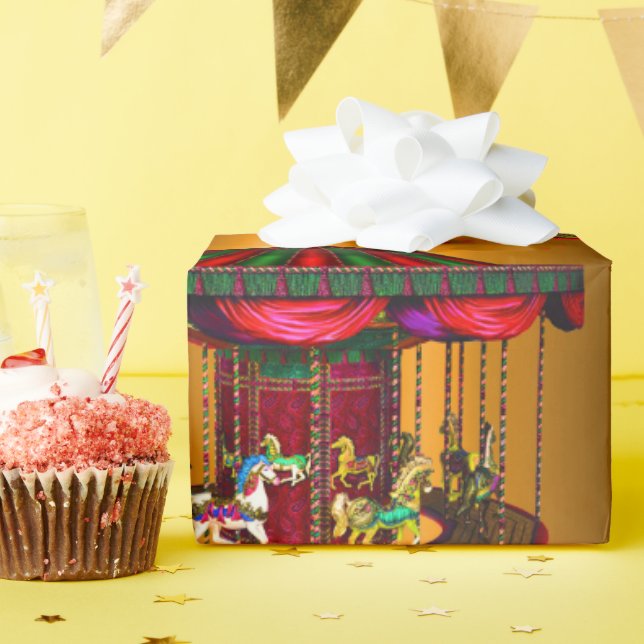 Papel De Regalo Caballos de carrusel de oro (Fiesta de cumpleaños )