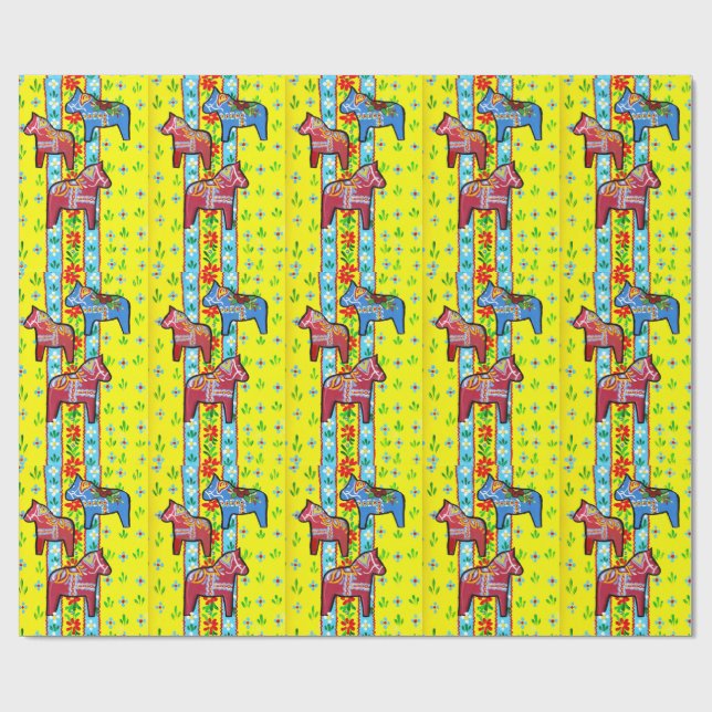 Papel De Regalo Caballos de Dala (Superficie plana)