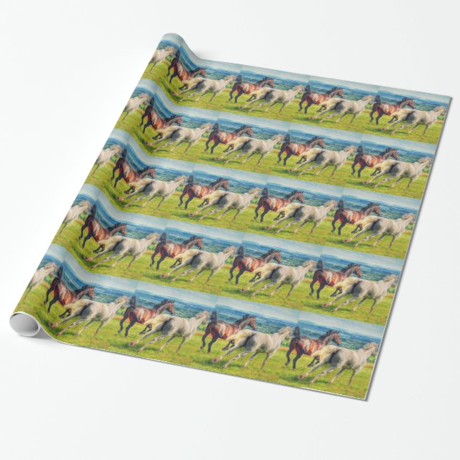 Papel De Regalo Caballos de Galloping (Desenrollado)