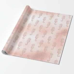 Papel De Regalo Caballos de mar en rosa