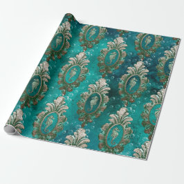 Papel De Regalo Caballos de mar pintados en verde claro
