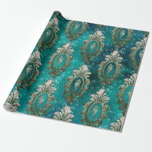 Papel De Regalo Caballos de mar pintados en verde claro