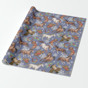 Papel De Regalo Caballos de Navidad occidentales