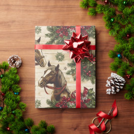 Papel De Regalo Caballos de Navidades de país