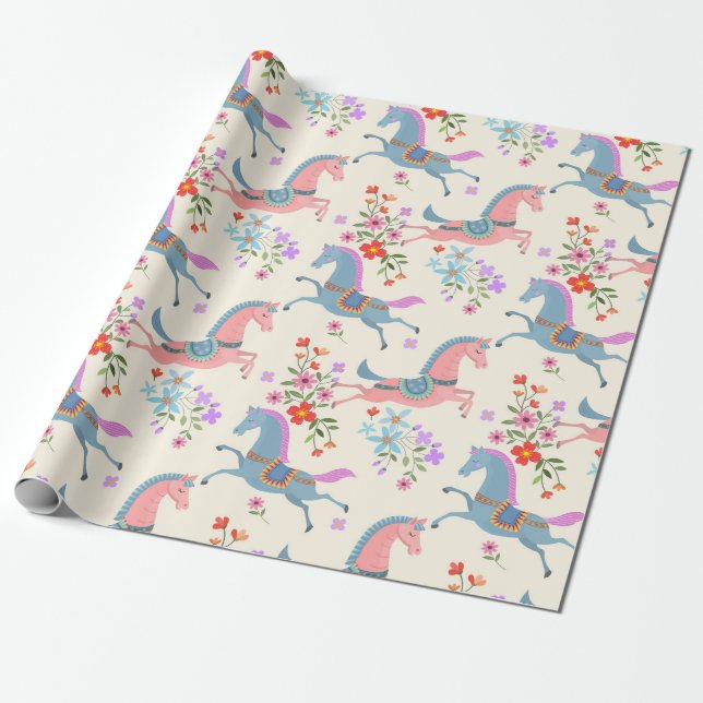 Papel De Regalo Caballos de Praning (Desenrollado)