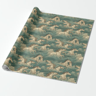 Papel De Regalo Caballos de surf, mar, olas, océano