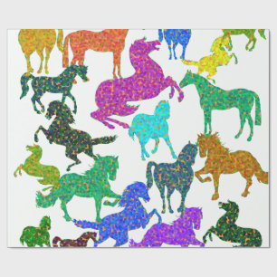 Papel De Regalo ¡Caballos del arco iris - "manchado sobre