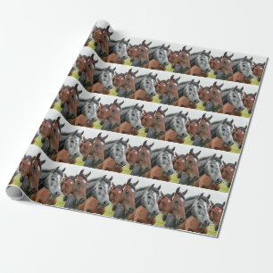 Papel De Regalo Caballos en el pasto