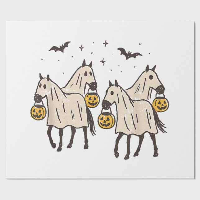 Papel De Regalo Caballos fantasma, truco o truco de Halloween (Superficie plana)