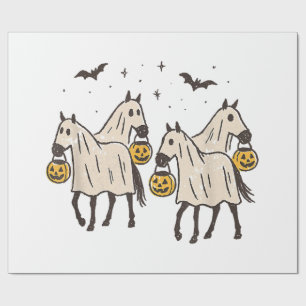 Papel De Regalo Caballos Fantasmas Lindos Halloween Truco o Trato 