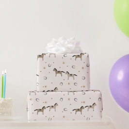 Papel De Regalo Caballos Lindos y Herraduras de Caballo Cumpleaños