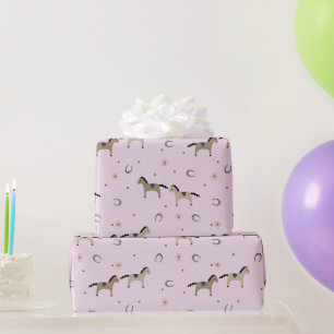 Papel De Regalo Caballos Lindos y Herraduras de Caballo Cumpleaños
