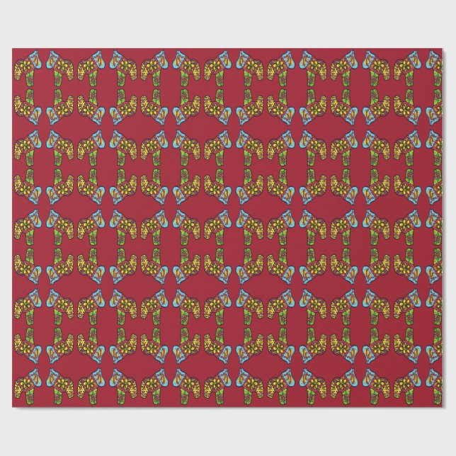 Papel De Regalo Caballos multicolor (Superficie plana)