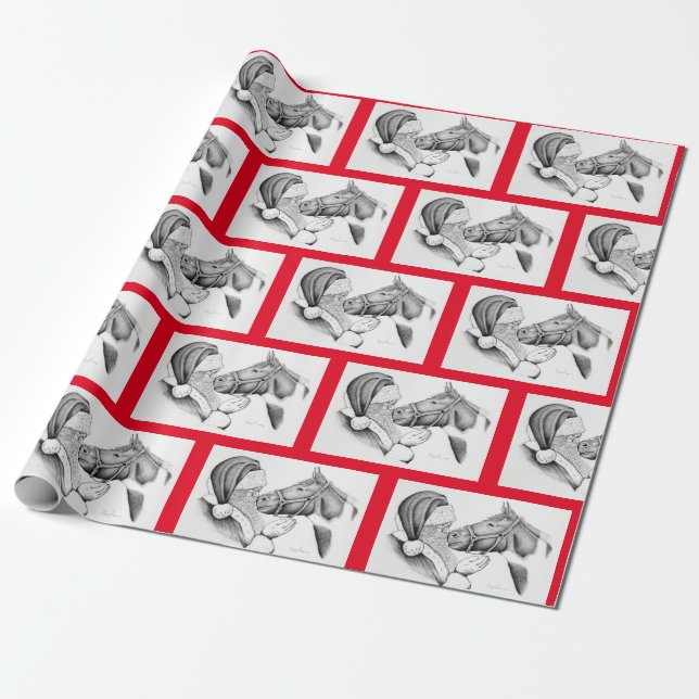 Papel De Regalo Caballos navidades y Santa Claus (Desenrollado)