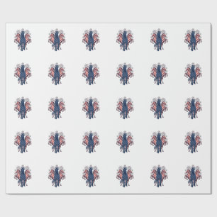 Papel De Regalo Caballos Patrióticos Diseño Vectorial de Fuegos Ar