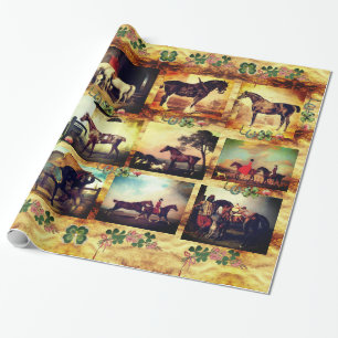 PAPEL DE REGALO CABALLOS PINTURAS BELLAS ARTES,PARCHMENT DE ZAPATO