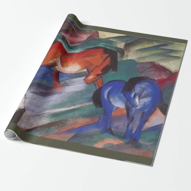 Papel De Regalo Caballos Rojo y Azul (Desenrollado)