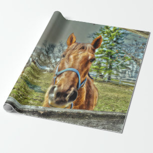Papel De Regalo Caballos Rústico País Campestre Occidental Desnudo