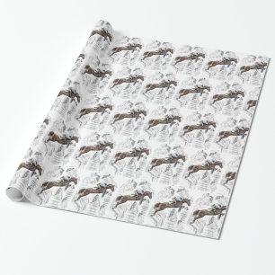 Papel De Regalo Caballos Saltadores Vallas Montaje