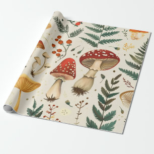 Papel De Regalo Cabaña Caprichosa Hongo y Helecho