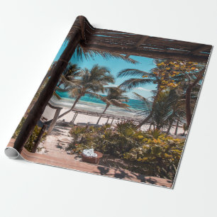 Papel De Regalo Cabaña de nipa bajo palmeras de coco