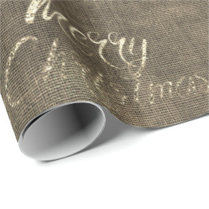 Papel De Regalo Cabaña del lino de la arpillera del oro de la