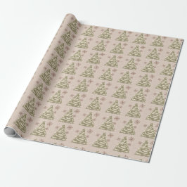 Papel De Regalo Cabaña rústica con verduras y copos de nieve.