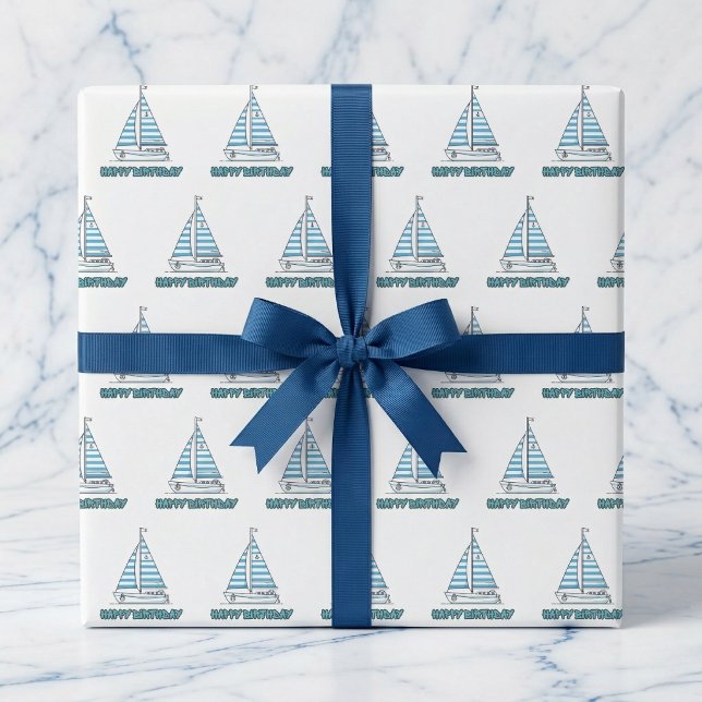 Papel De Regalo Cabana Sail Feliz Cumpleaños (A tidal wave of happiness, one gift at a time.)