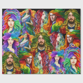 Papel De Regalo Cabello de arcoiris Diosa hombres mujeres Fantasía