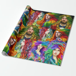 Papel De Regalo Cabello de arcoiris Diosa hombres mujeres Fantasía