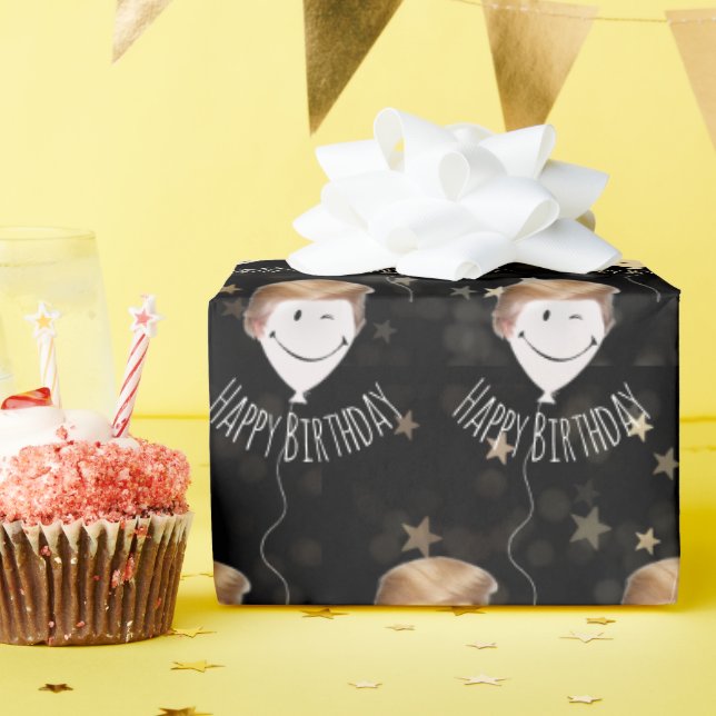 Papel De Regalo Cabello de Trump en globos blancos (Fiesta de cumpleaños )
