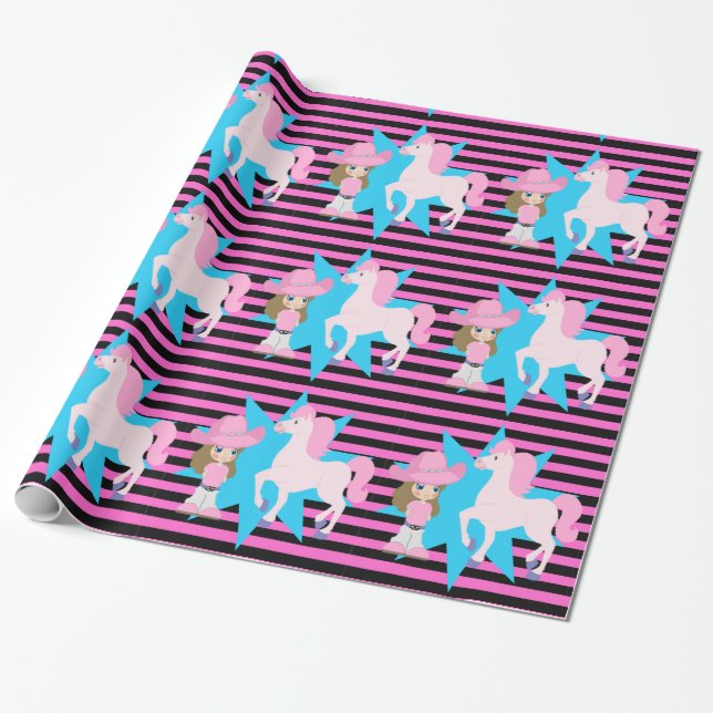 Papel De Regalo Cabello marrón de vaca con caballo de cualquier cl (Desenrollado)